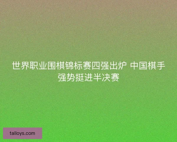 世界职业围棋锦标赛四强出炉 中国棋手强势挺进半决赛
