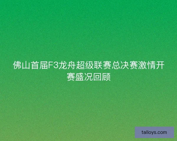 佛山首届F3龙舟超级联赛总决赛激情开赛盛况回顾